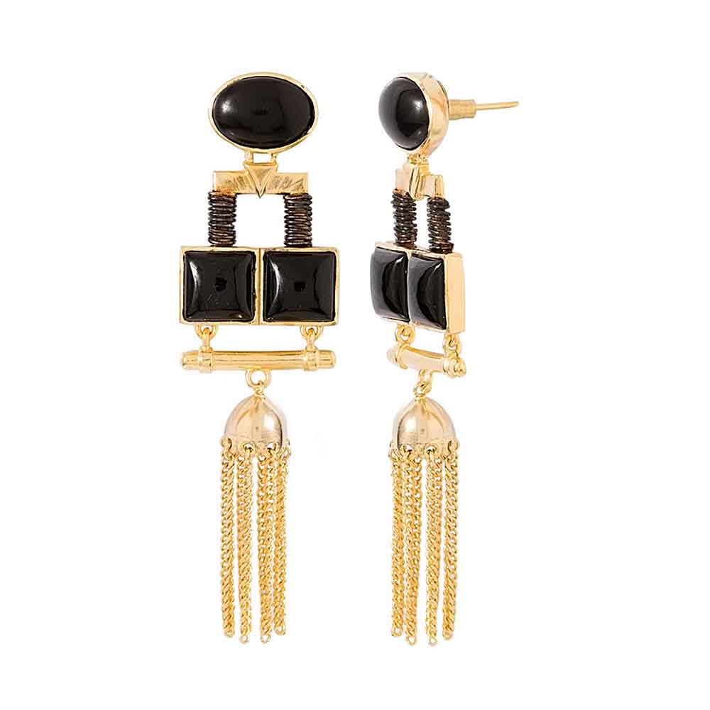 Astonishing danglers adorned with black onyx stones - Image 2