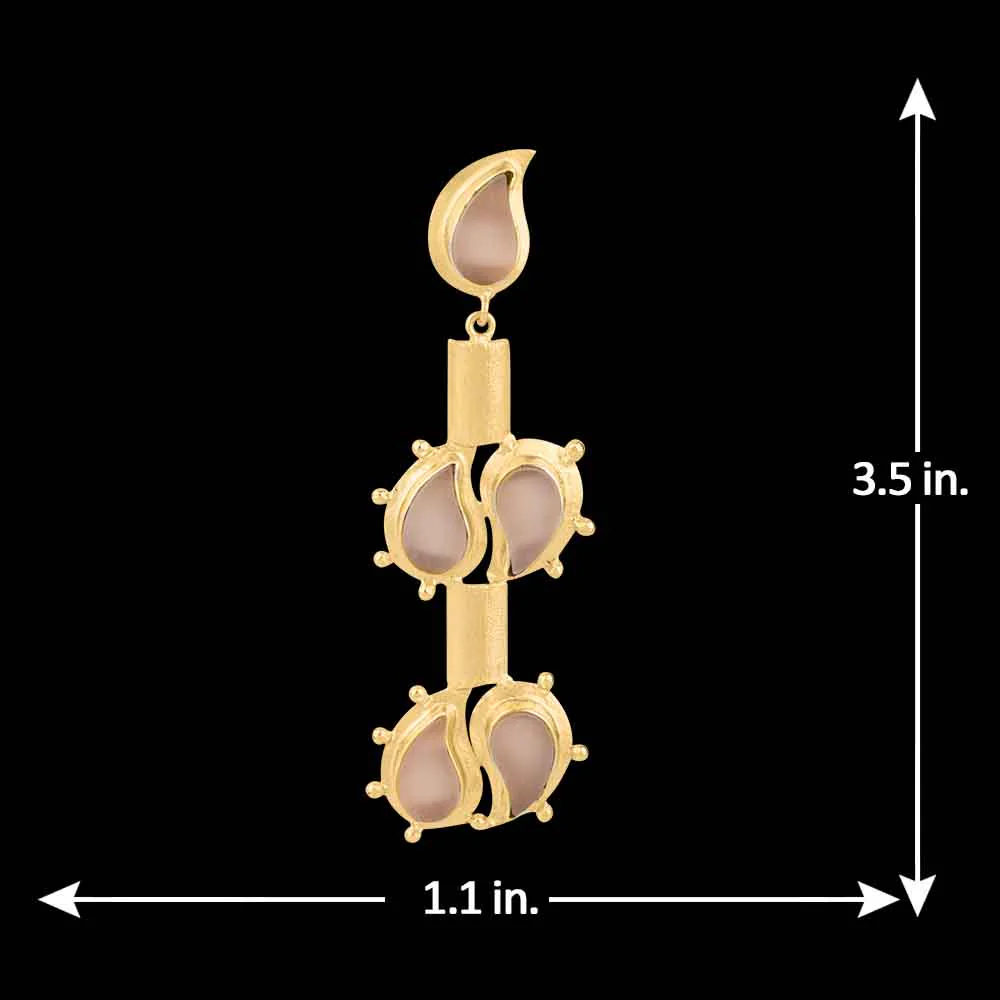 Attractive Beige Stones Adorned Pair Of Earrings - Image 5