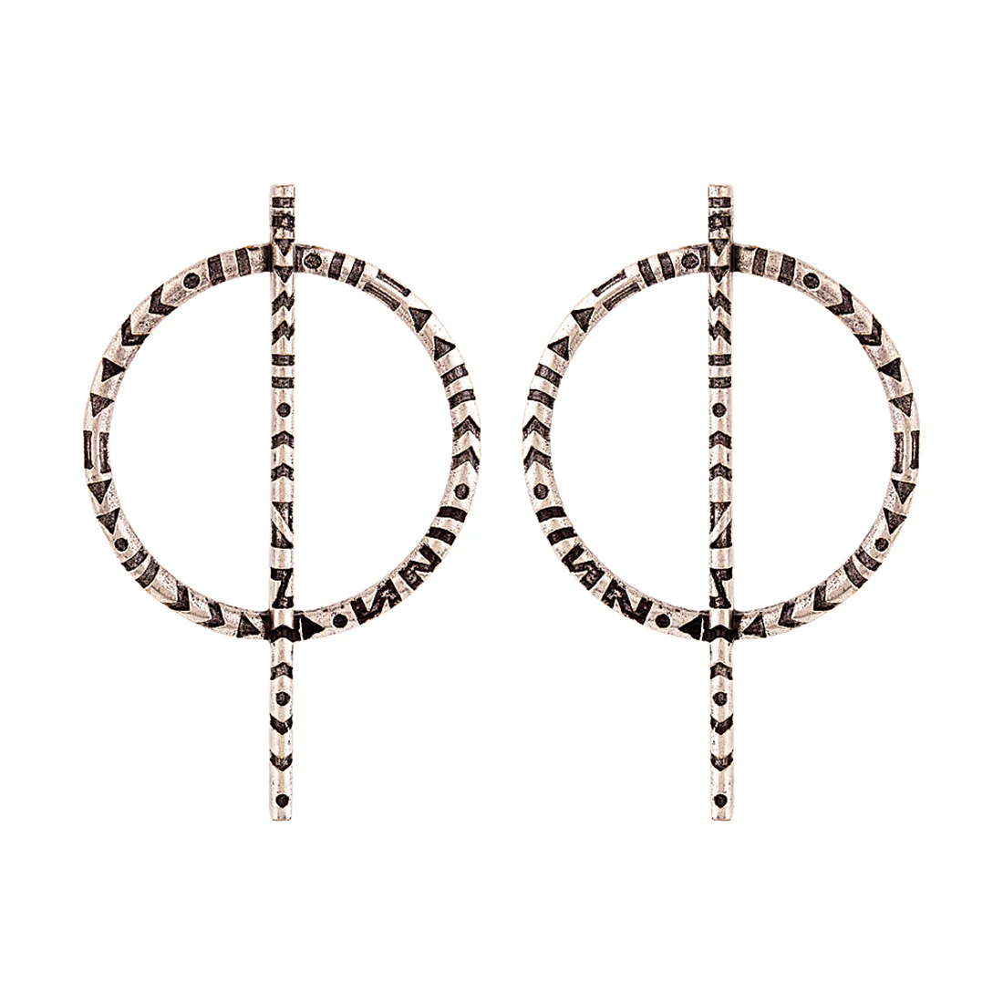 Aztec Bar Circle and Bar Earrings - Image 3