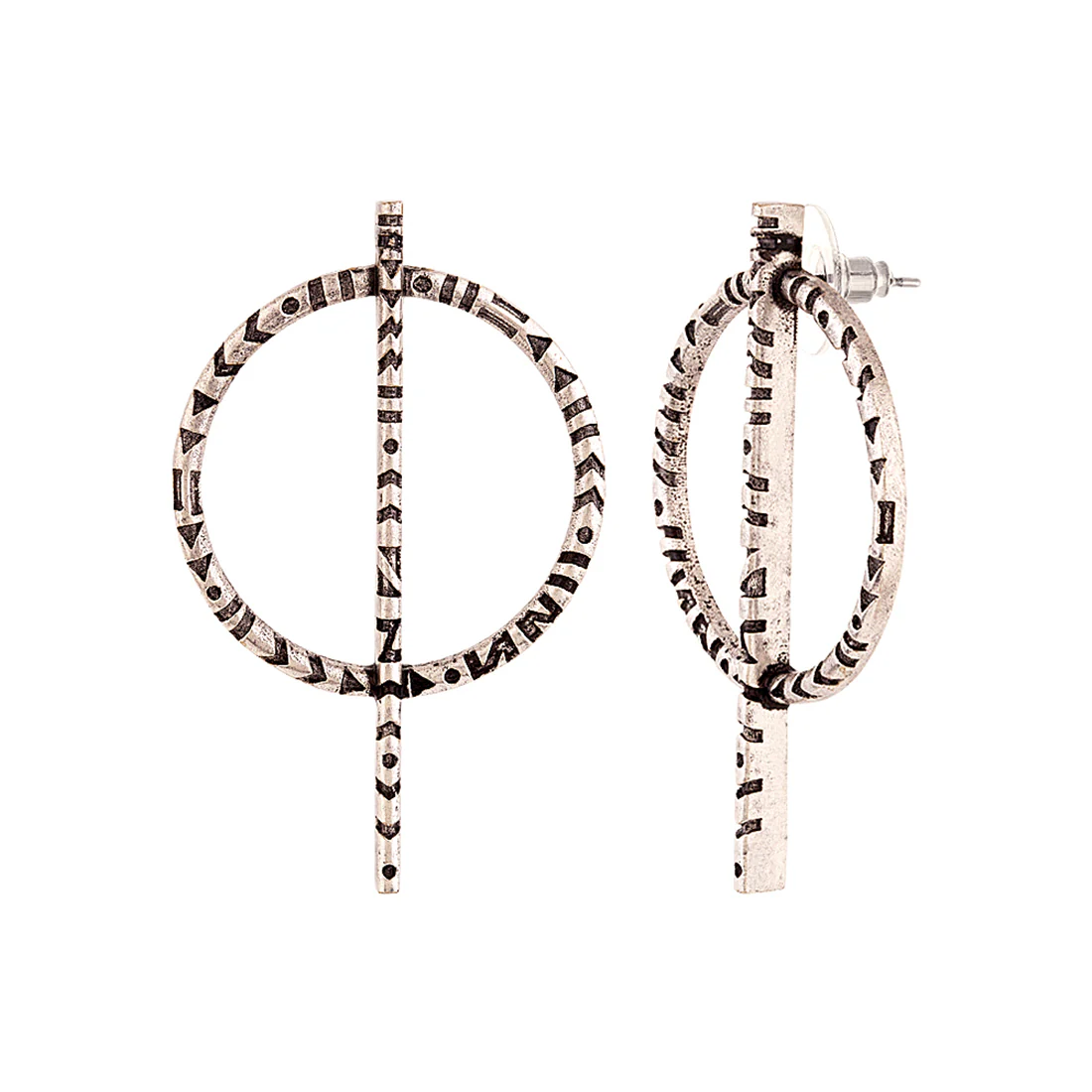 Aztec Bar Circle and Bar Earrings - Image 4