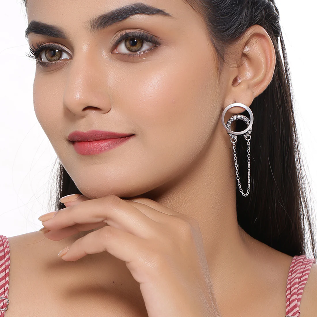 Aztec Bar Circles Drop Earrings - Image 2