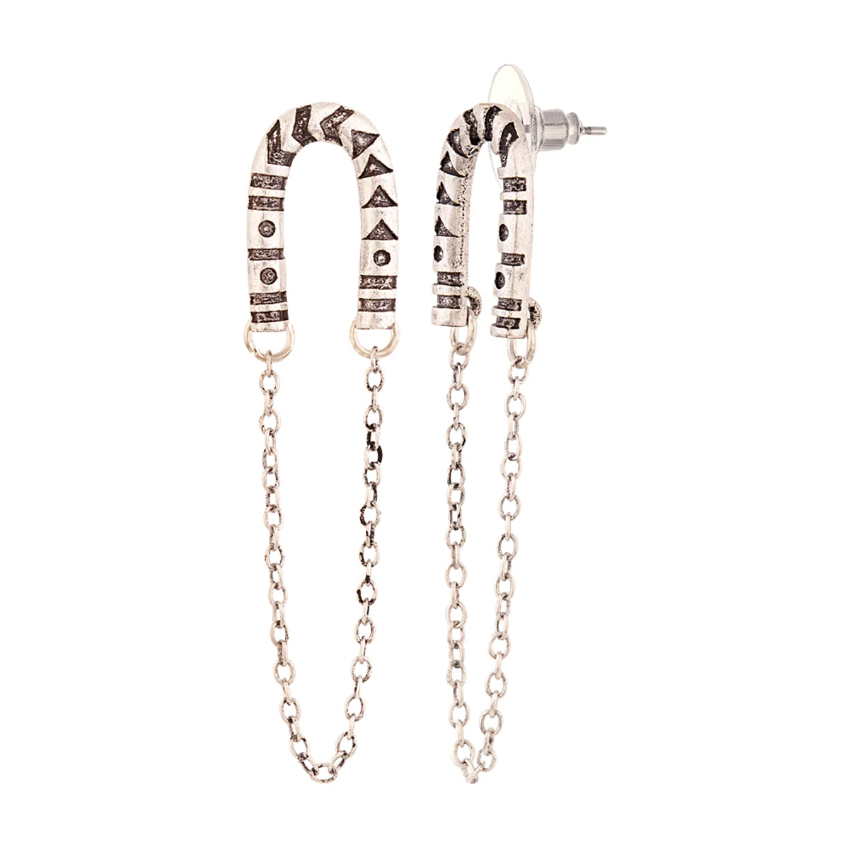Aztec Bar Horseshoe Drop Earrings - Image 4