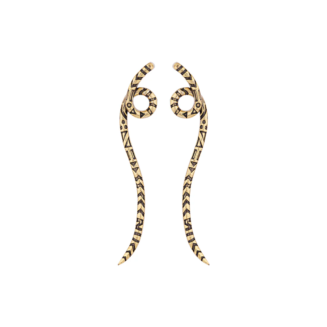 Aztec Bar Spiral Long Earrings - Image 2