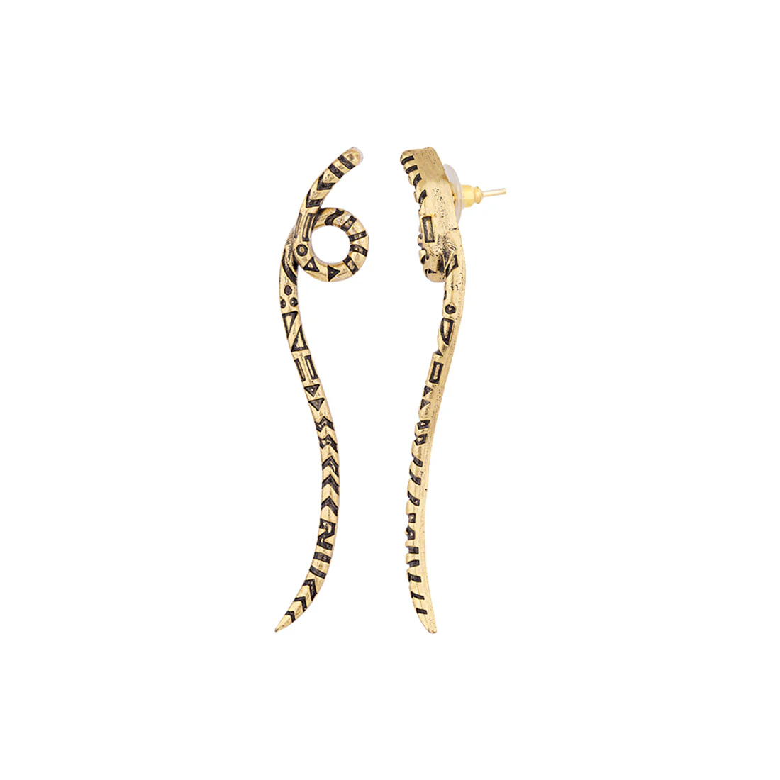 Aztec Bar Spiral Long Earrings - Image 3