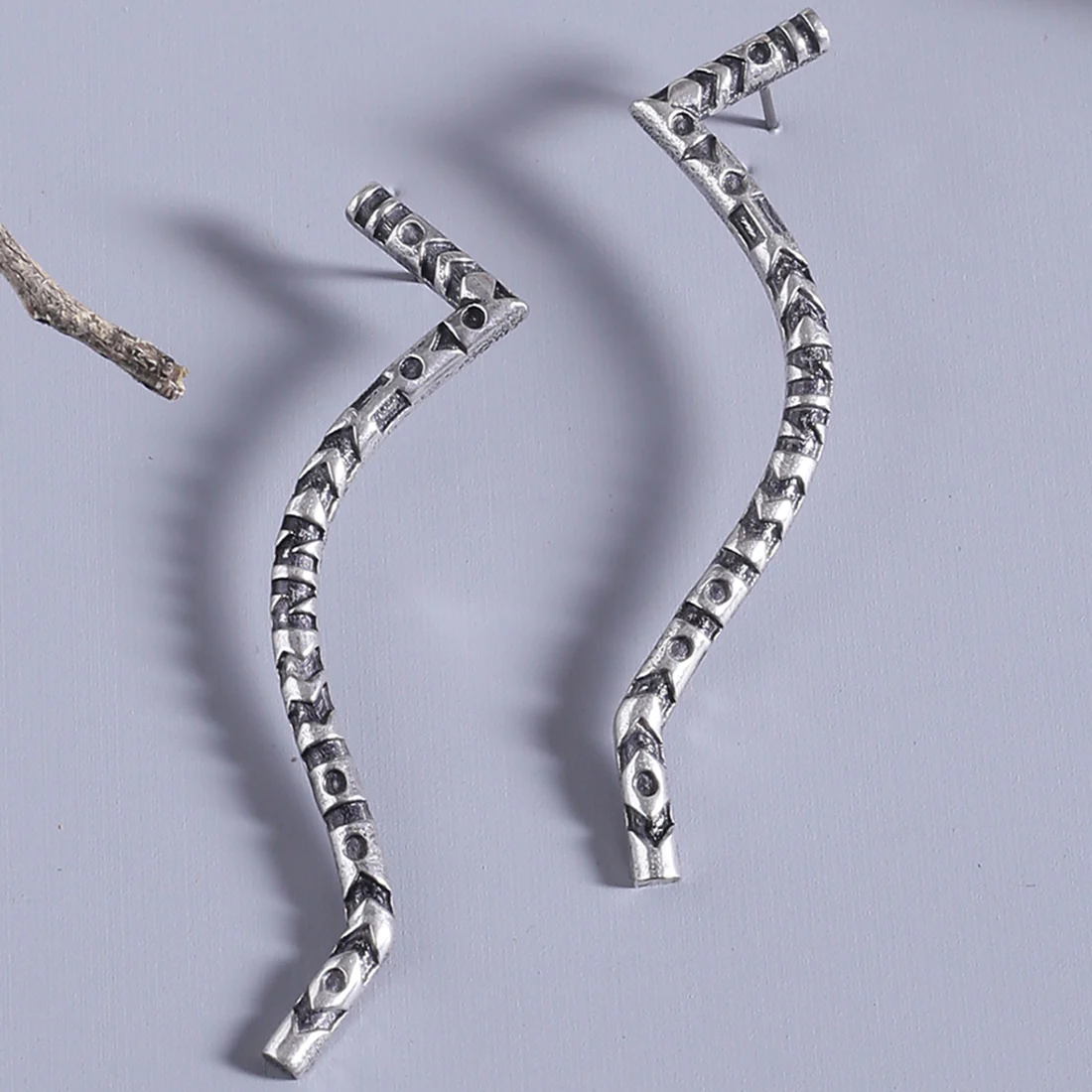 Aztec Bar Squiggly Earrings