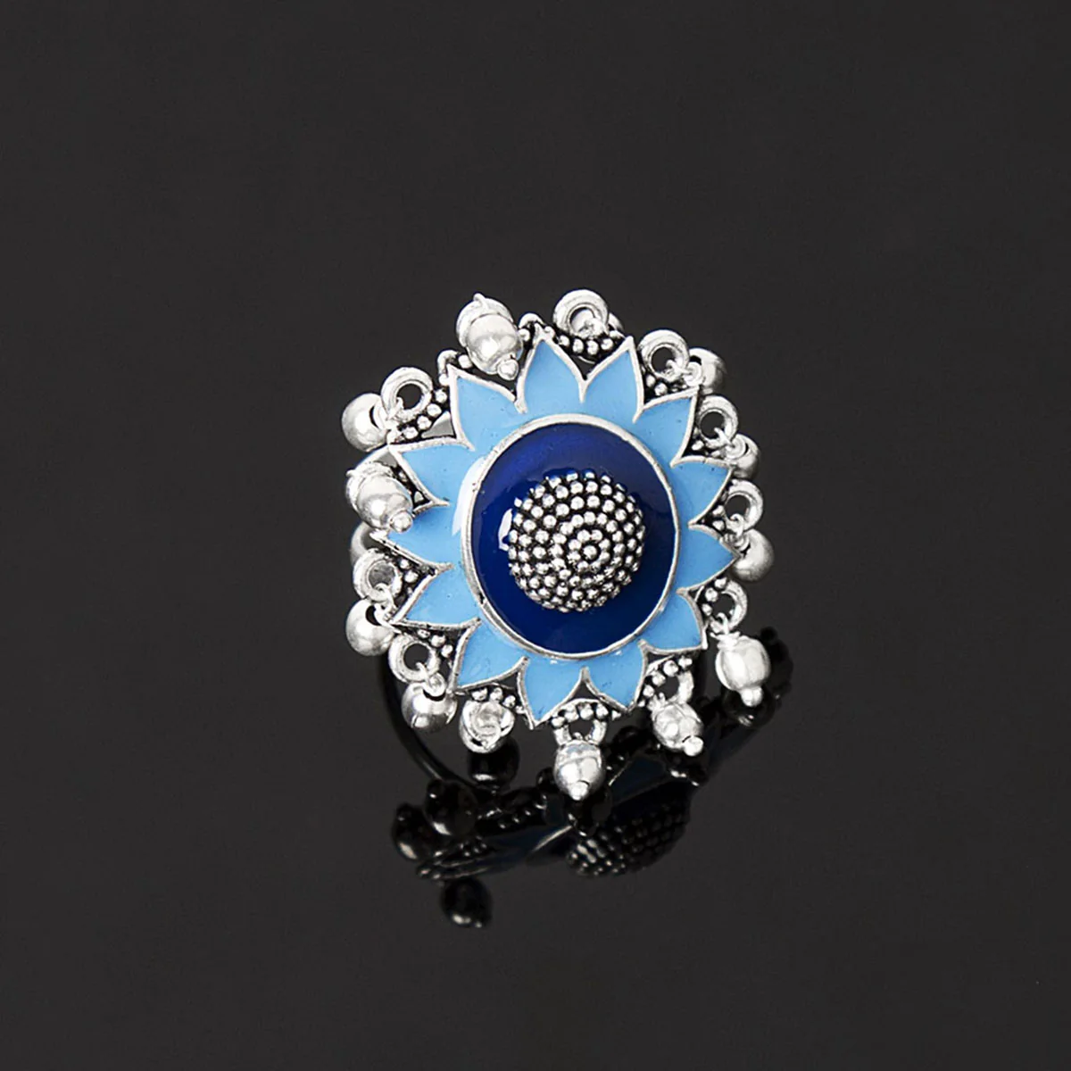 Azure Floral Cocktail Ring