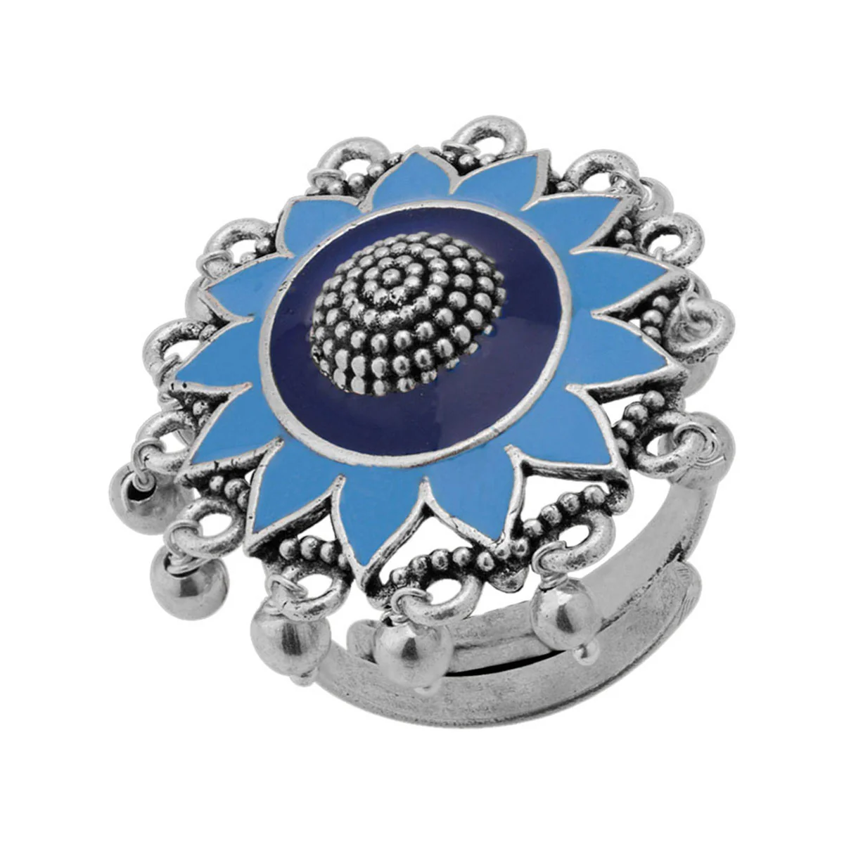 Azure Floral Cocktail Ring - Image 5