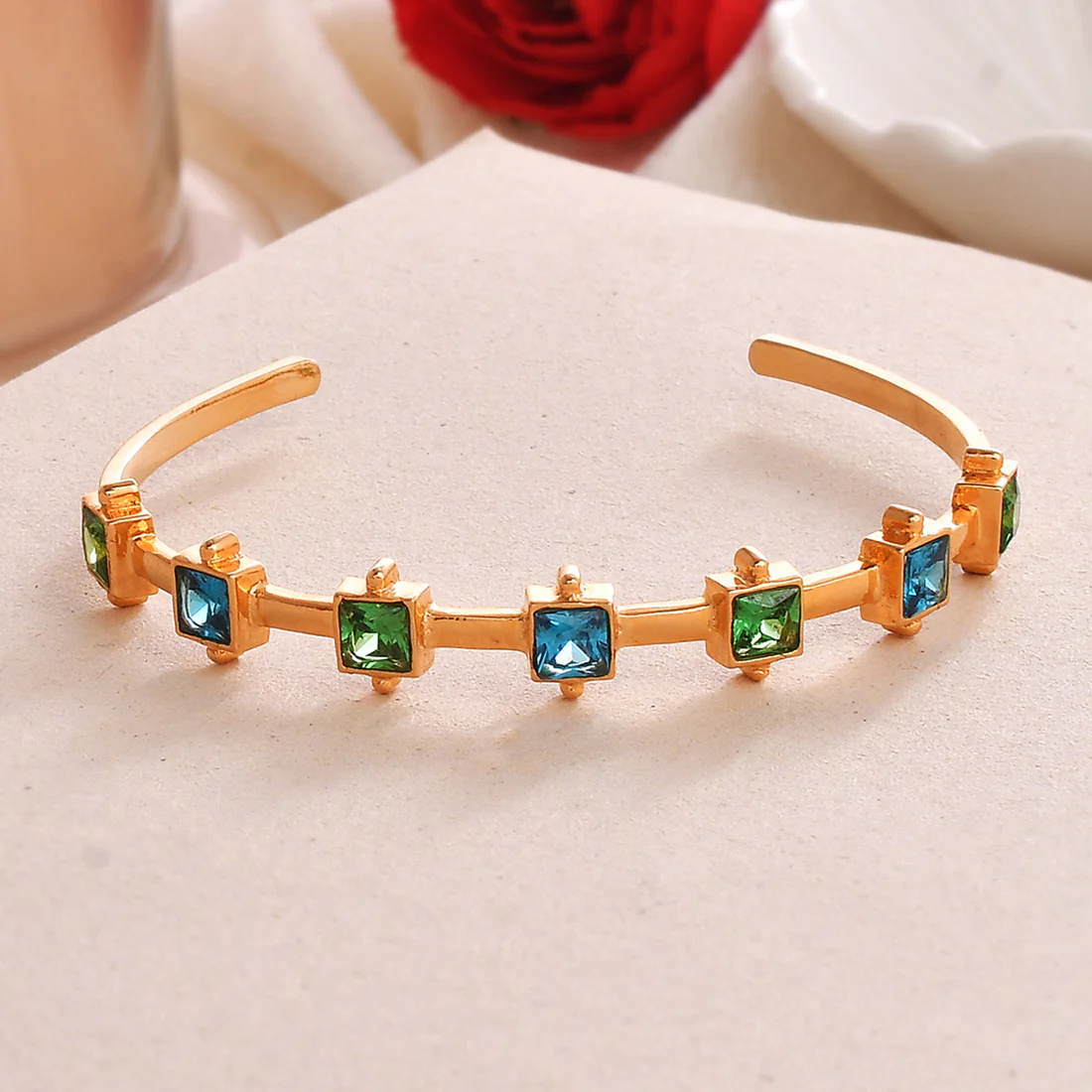 Azure Princess Cut Studded Cuff