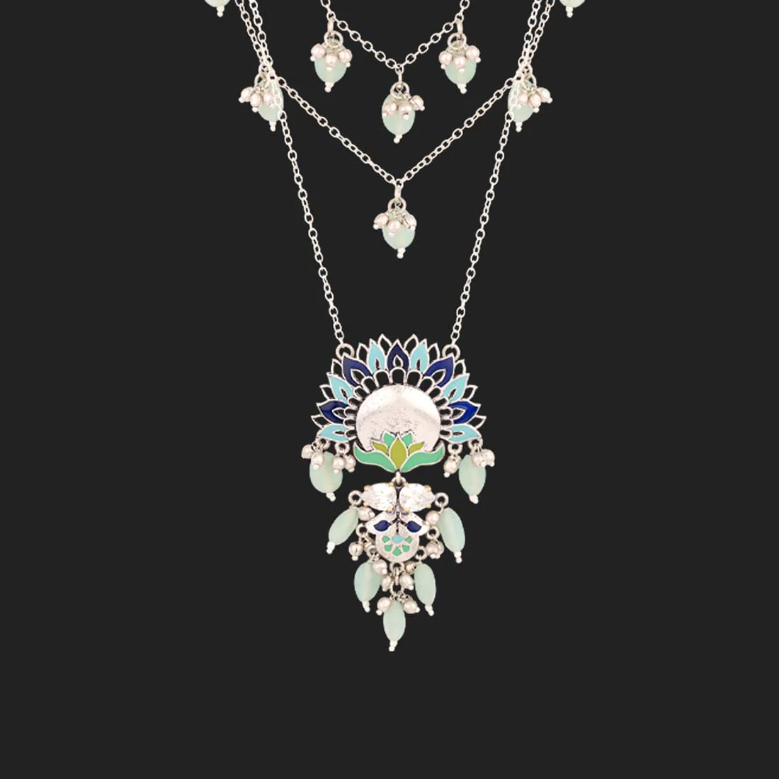 Bagh E Fiza Blooming Flower Motifs Necklace - Image 3