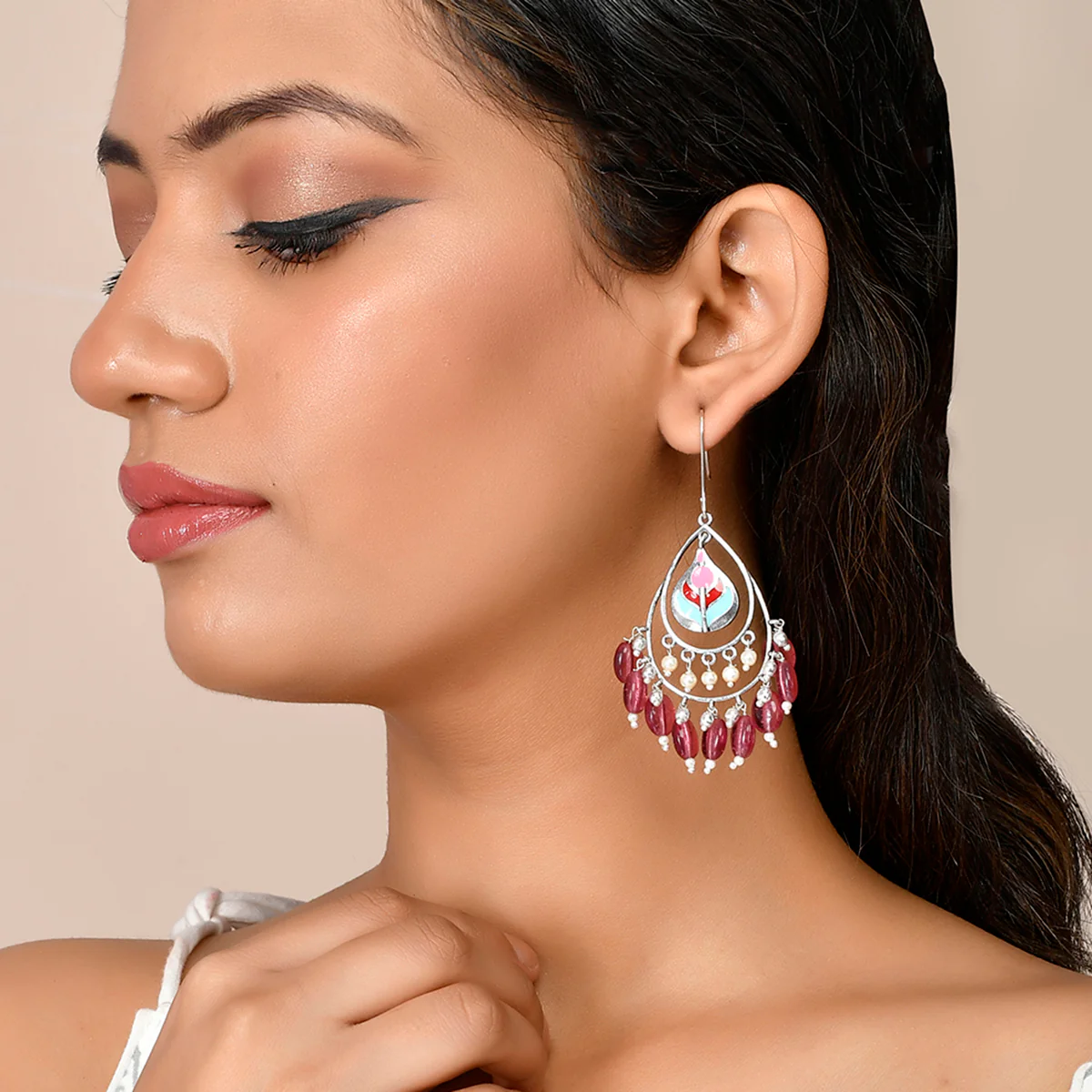 Bagh E Fiza Coloured Beads Earrings - Image 2
