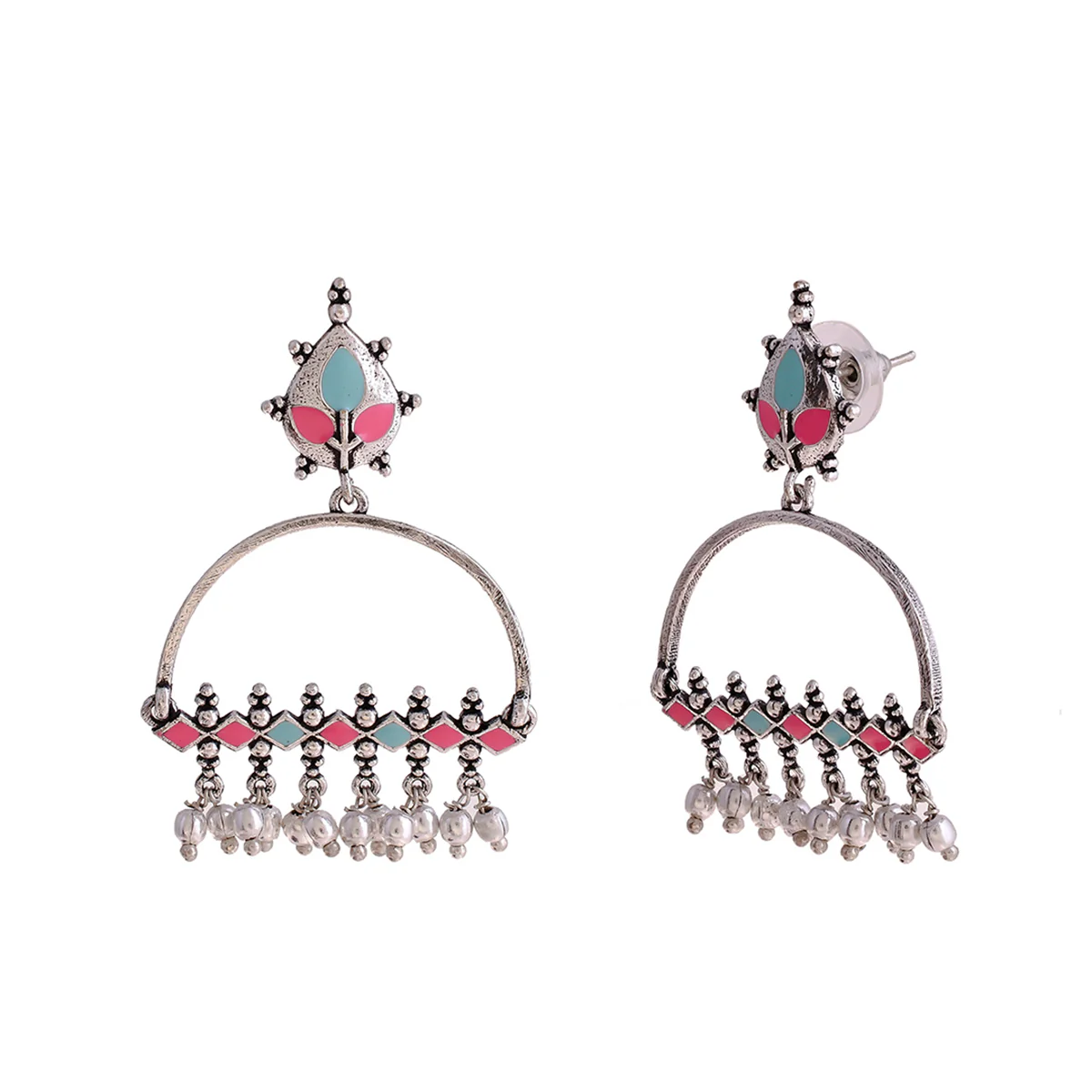 Bagh E Fiza Enamel Embellished Brass Earrings - Image 4