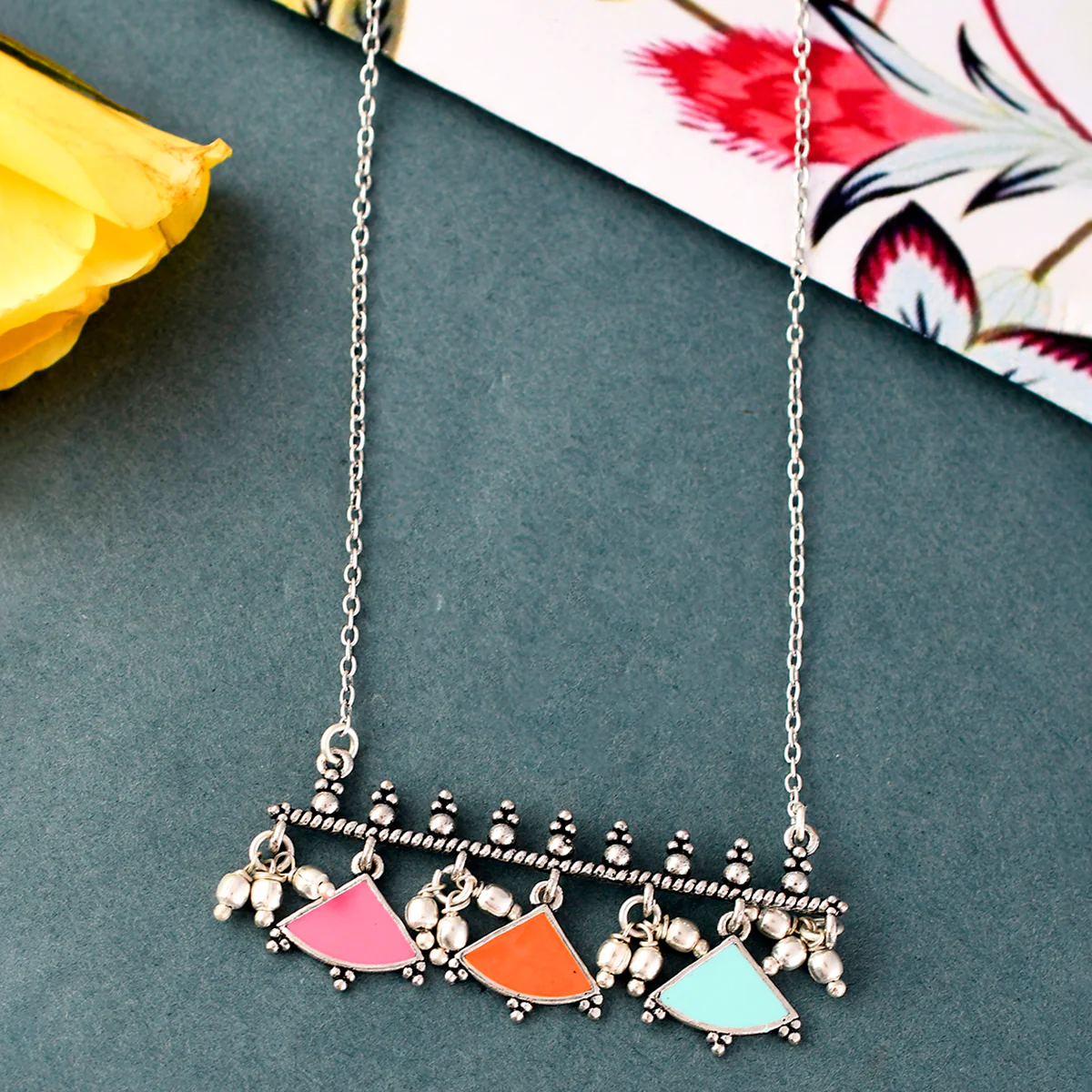 Bagh E Fiza Enamel Embellished Brass Pendant