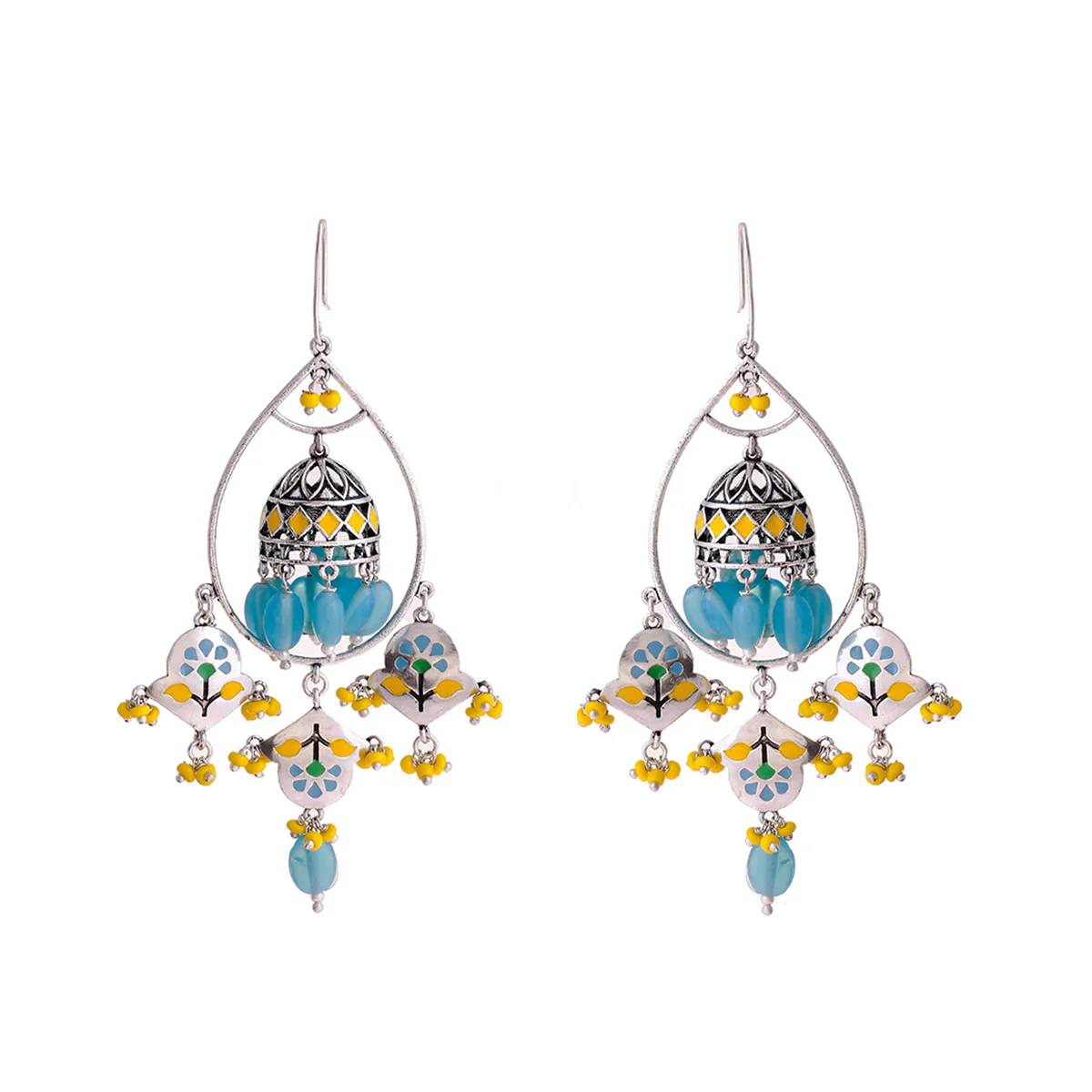 Bagh E Fiza Flower Jhumka Earrings - Image 3