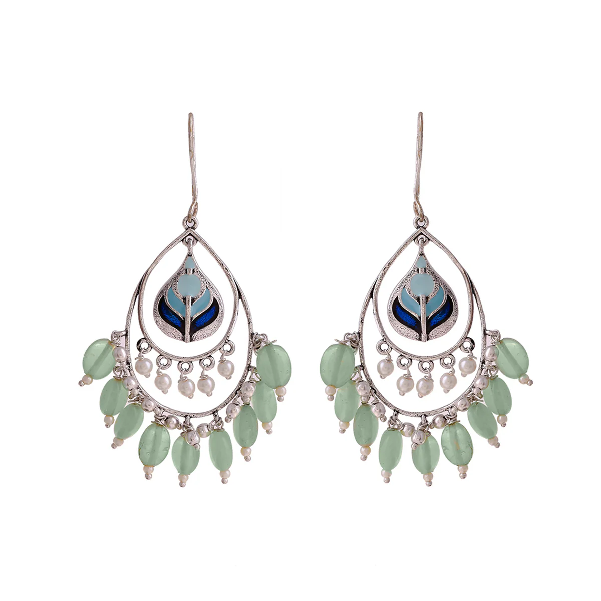 Bagh E Fiza Green Beads Earrings - Image 3