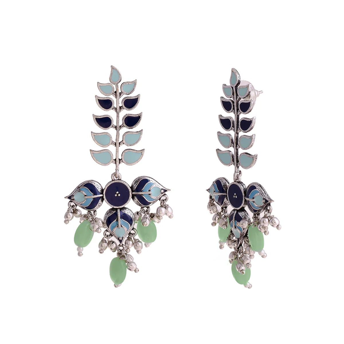 Bagh E Fiza Leaves Long Drop Earrings - Image 4