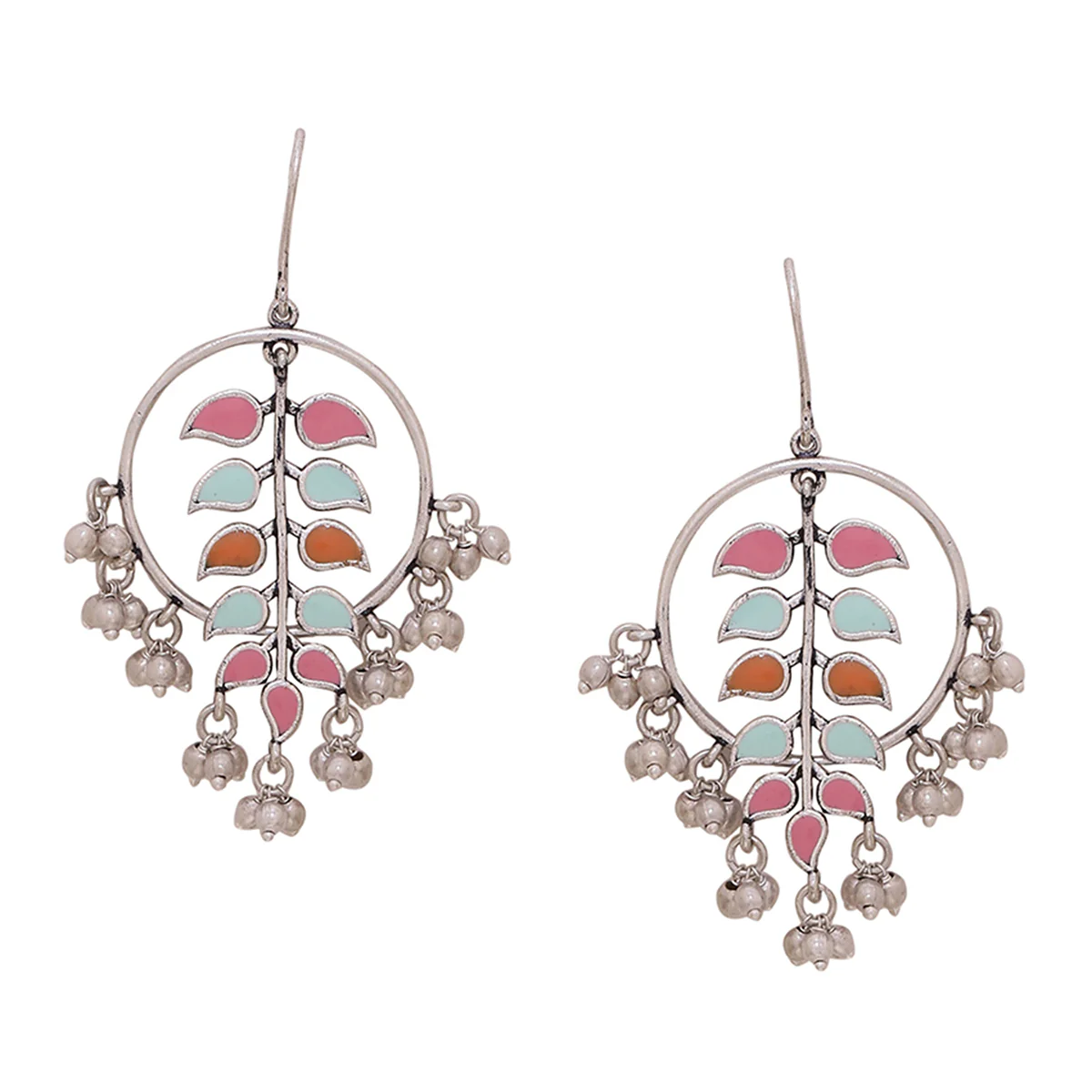 Bagh E Fiza Leaves Motifs Hoop Earrings - Image 3