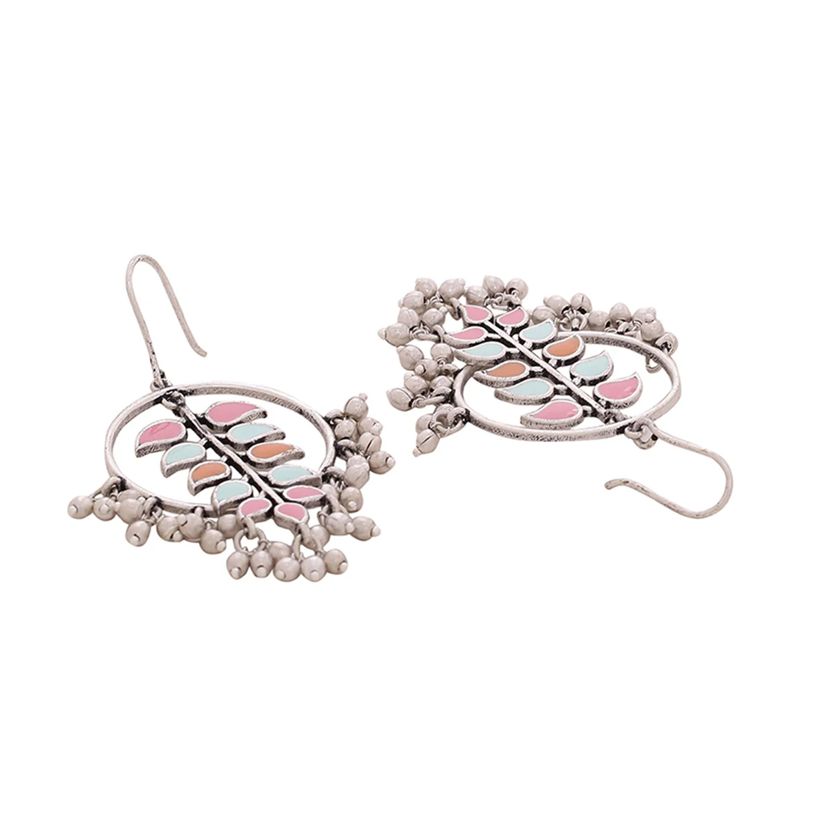 Bagh E Fiza Leaves Motifs Hoop Earrings - Image 4