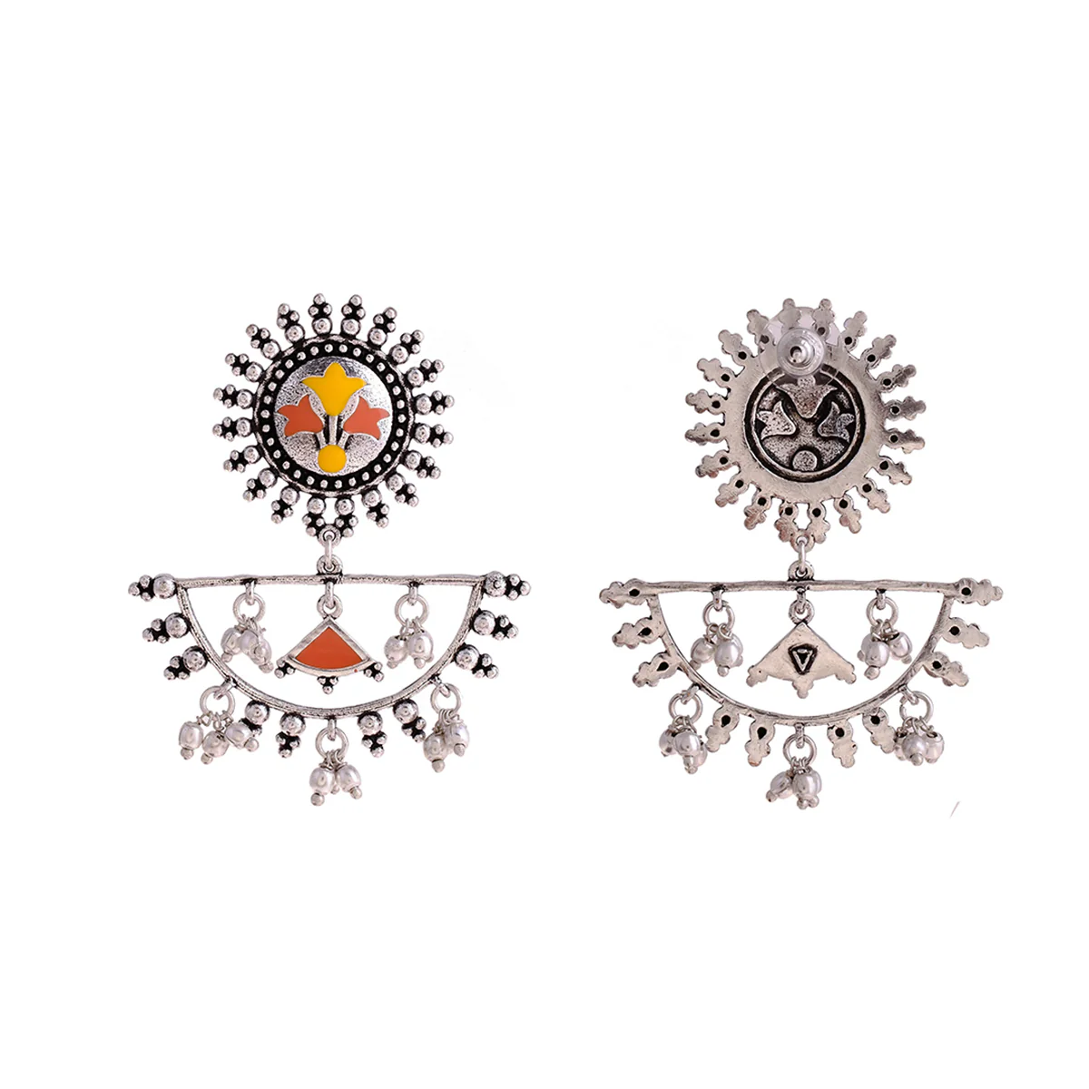 Bagh E Fiza Metal Embellisheds Brass Earrings - Image 5