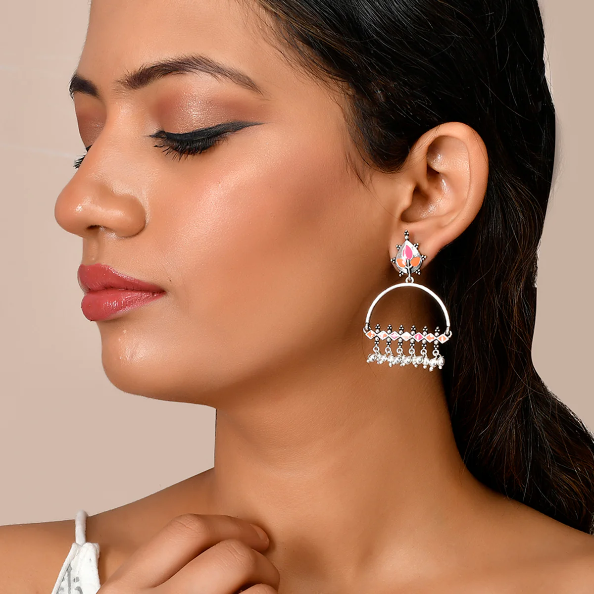 Bagh E Fiza Metal Embellisheds Earrings - Image 2