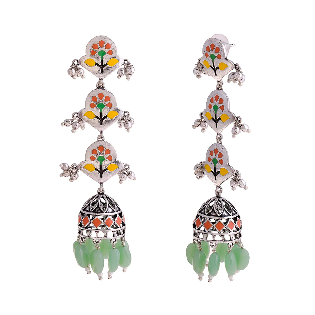 Bagh E Fiza Pastel Jhumka Layered Earrings - Image 4