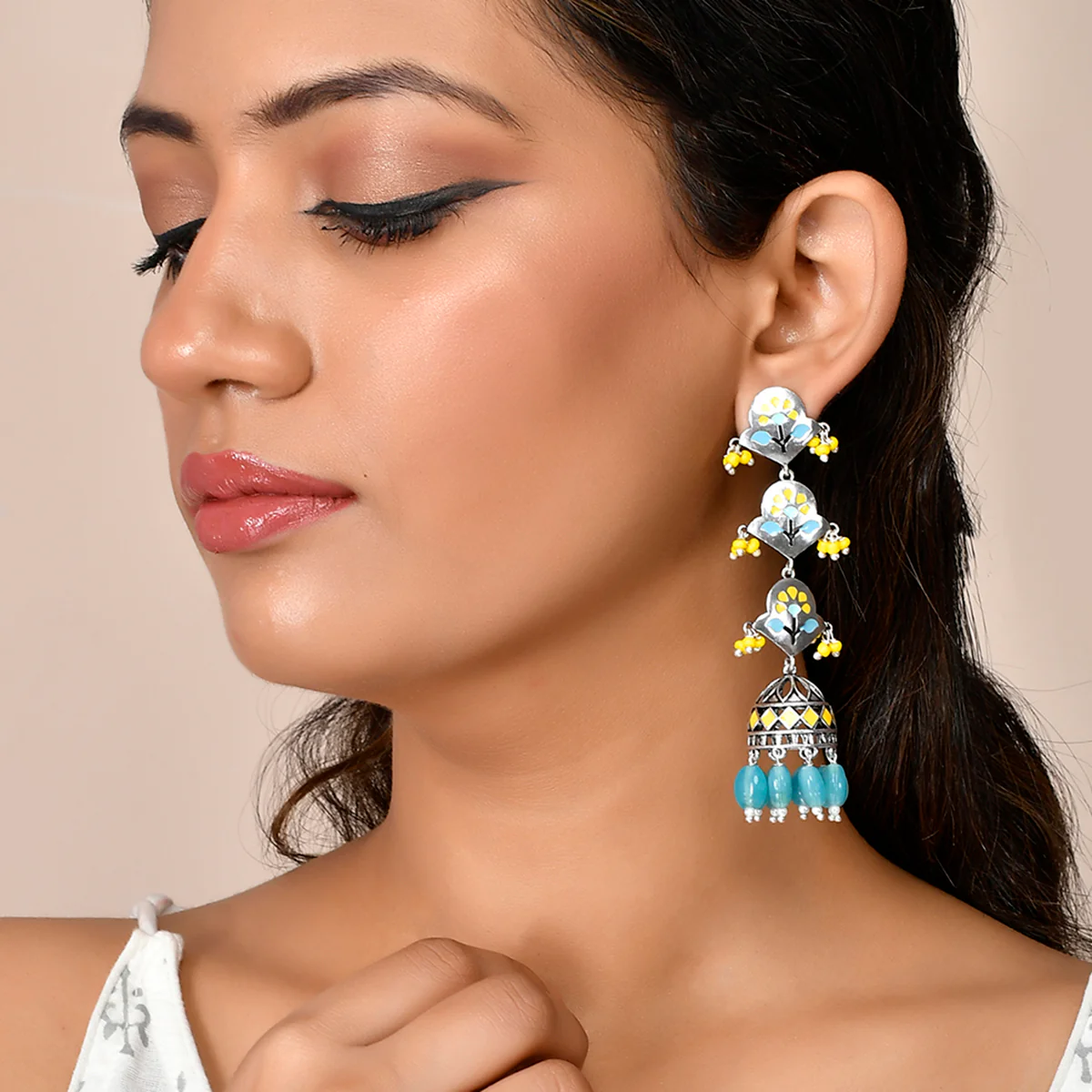 Bagh E Fiza Spring Layered Jhumka Earrings - Image 2