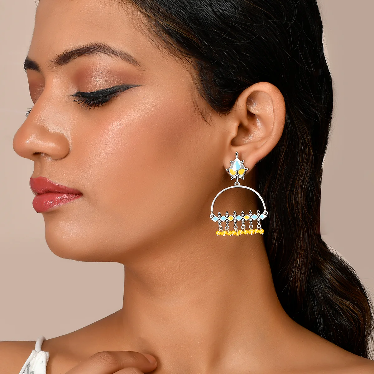 Bagh E Fiza Yellow Beads Earrings - Image 2
