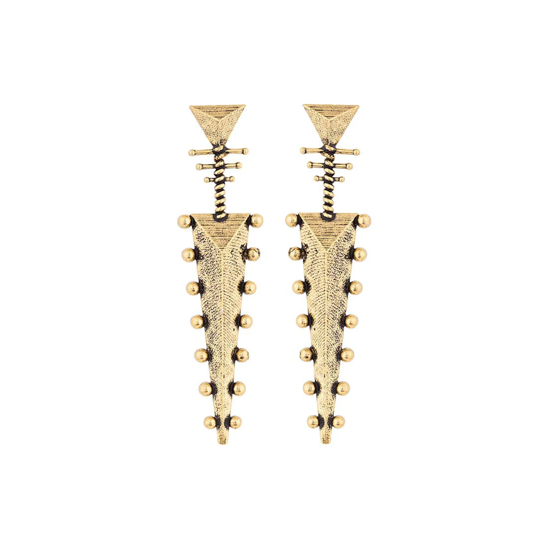 Baigani Triangles Drop Brass Earrings - Image 3