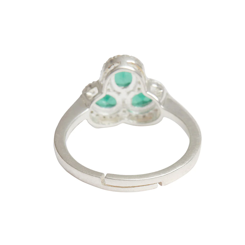 Baltic Green 925 Sterling Silver CZ Adjustable Ring - Image 6