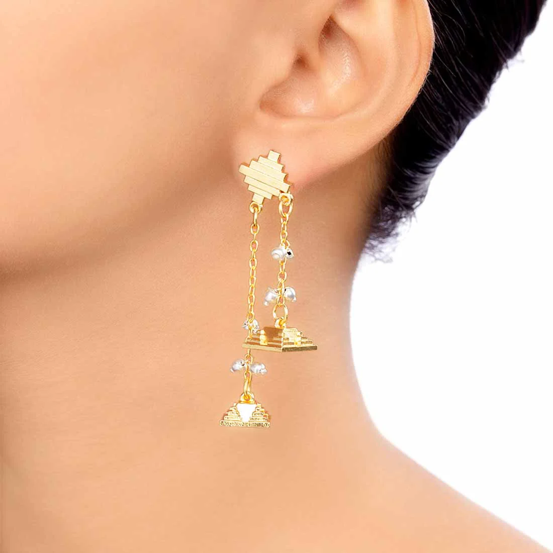 Baori Asymmetrical Layered Earrings - Image 2