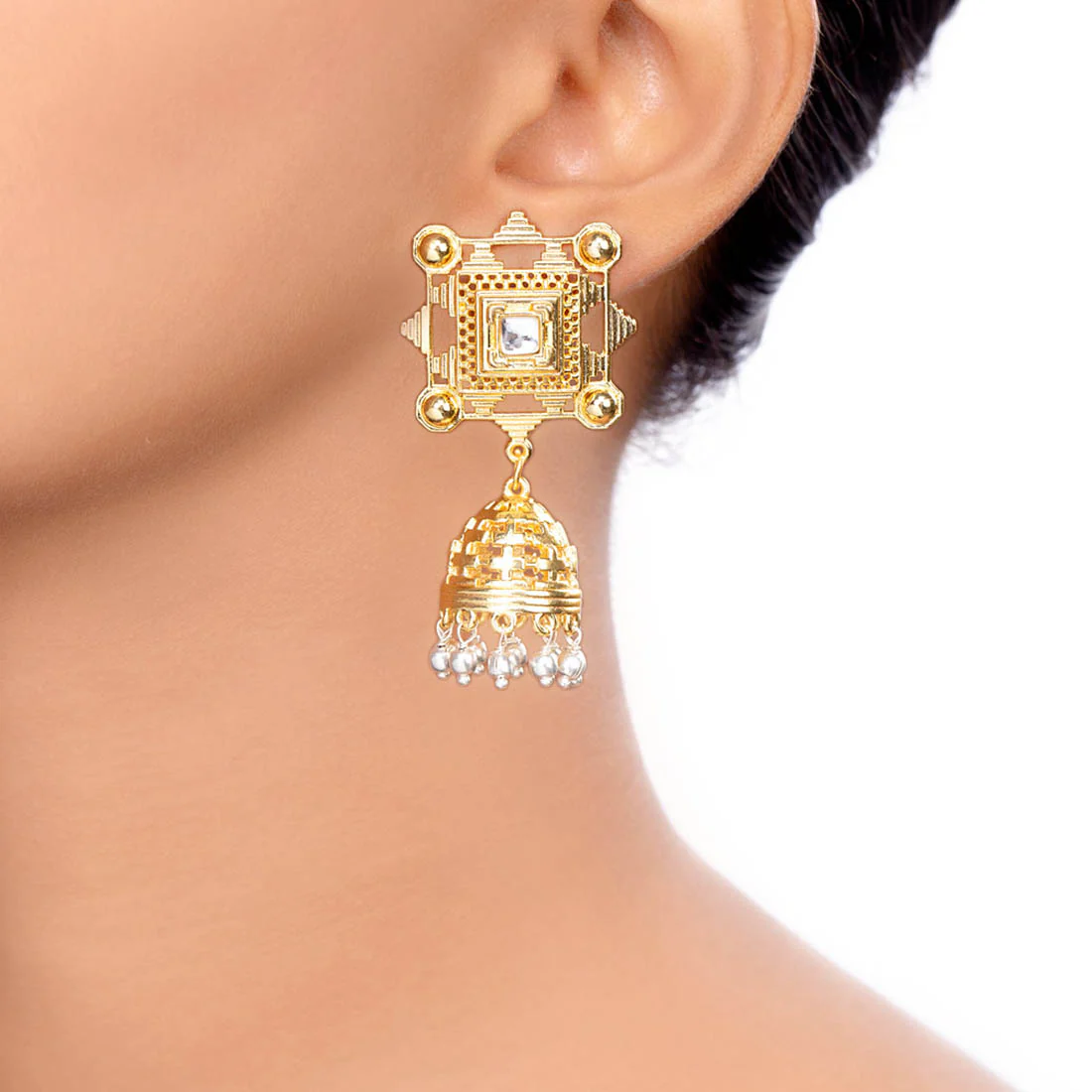 Baori Cutwork Jhumka Earrings - Image 2