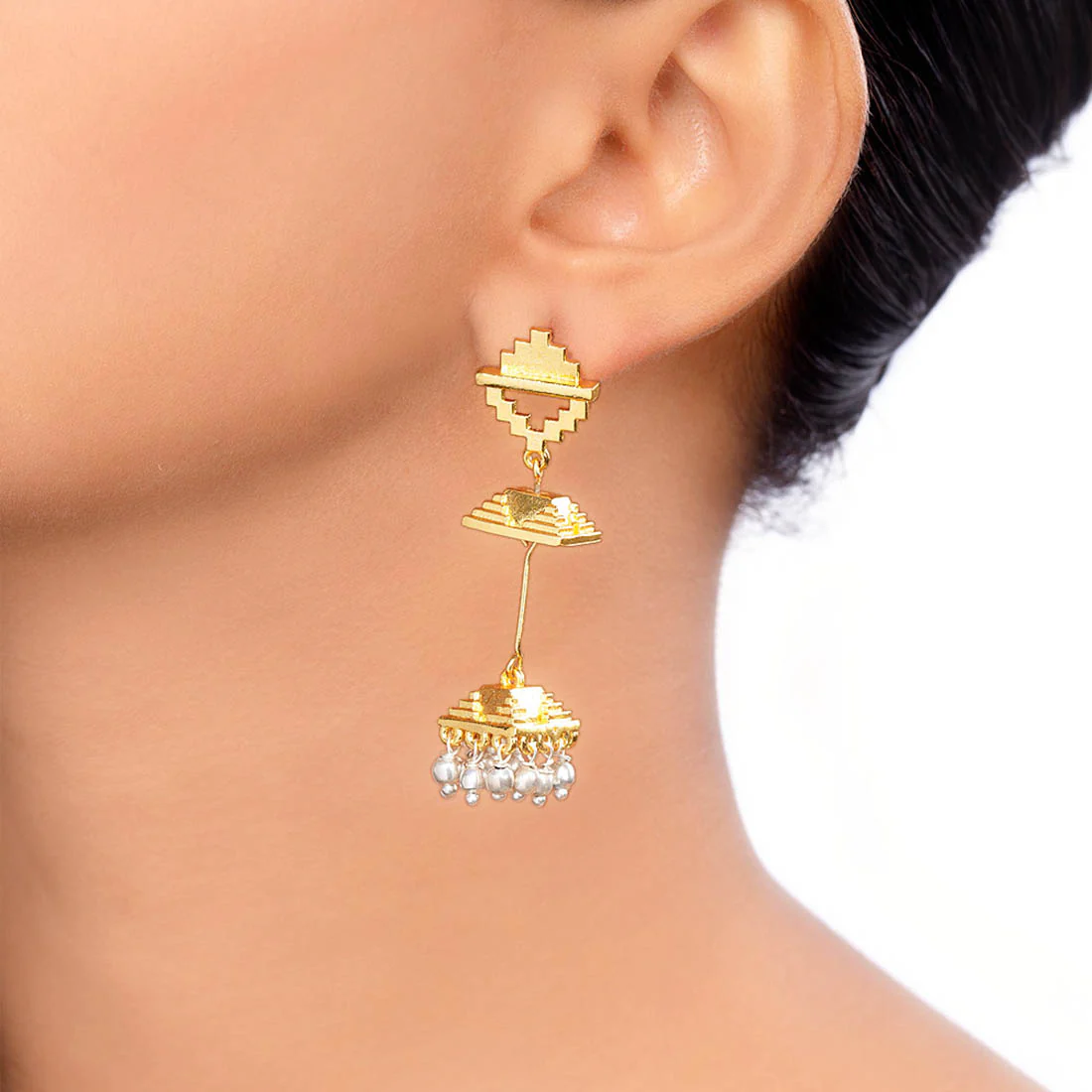Baori Pearls Embellished Textured Earrings - Image 2