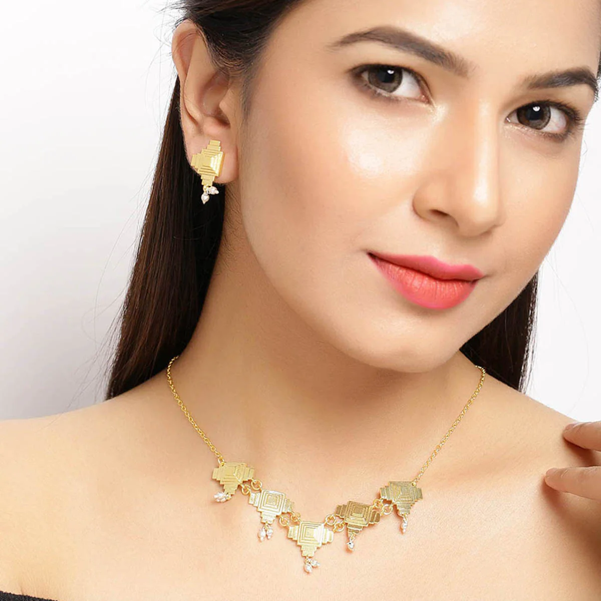 Baori Zigzag Textured Necklace Set - Image 2