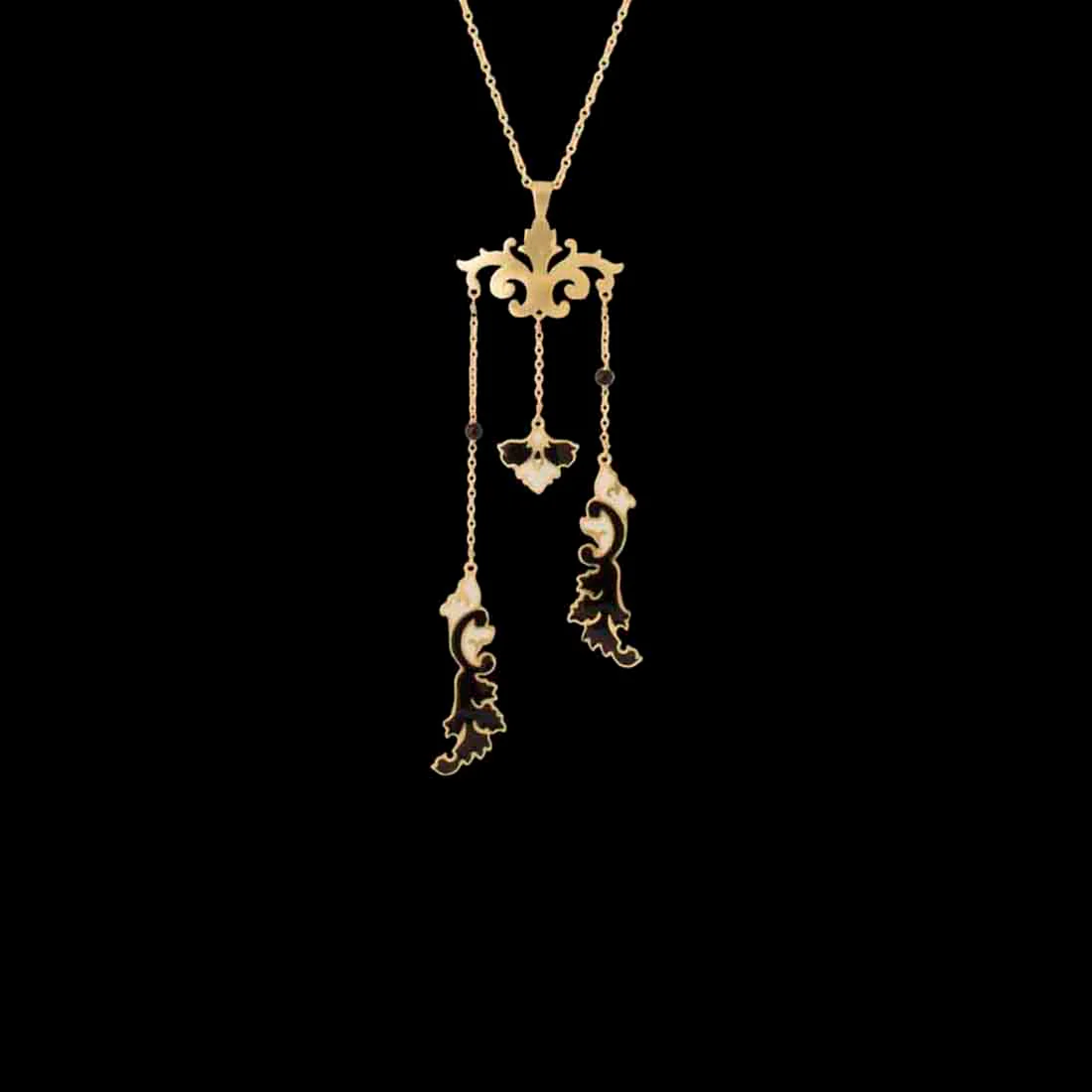 Baroque Queen Black Enamel Drop Pendant - Image 3