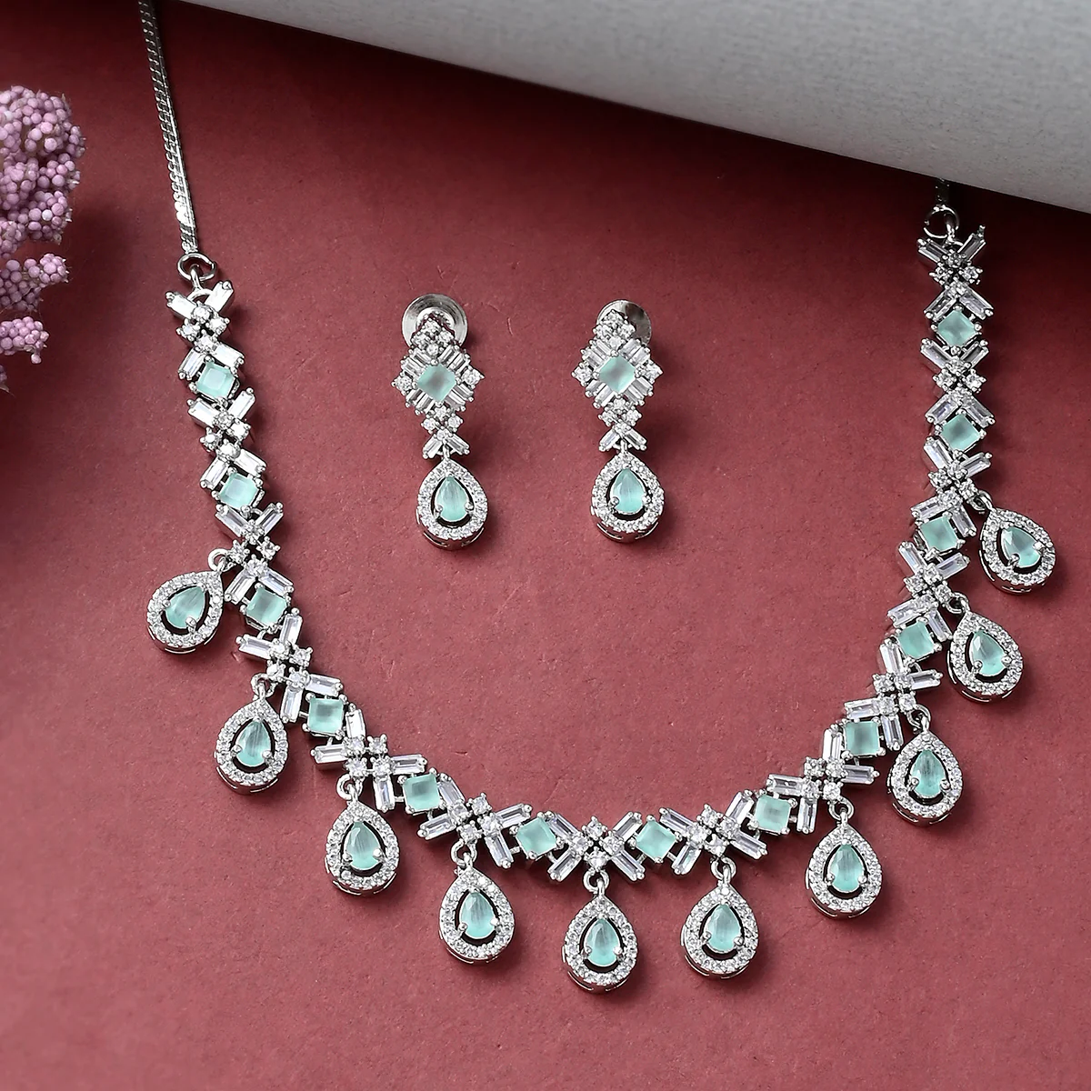 Sparkling Elegance Multicoloured Teardrop Jewellery Set