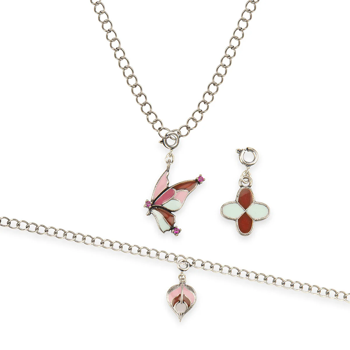 Beautiful Enameled Charms Pendant with Bracelet - Image 3