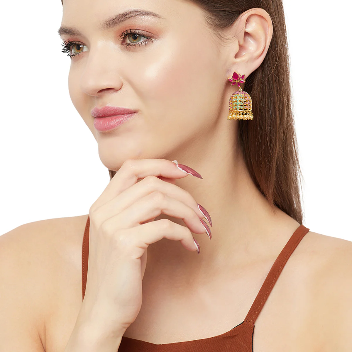 Beautiful Pair Of Jhumki Earrings - Image 2