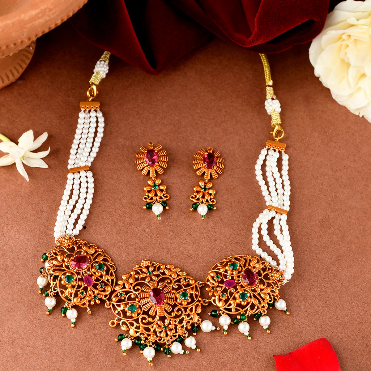 Bela Floral Choker Necklace Set