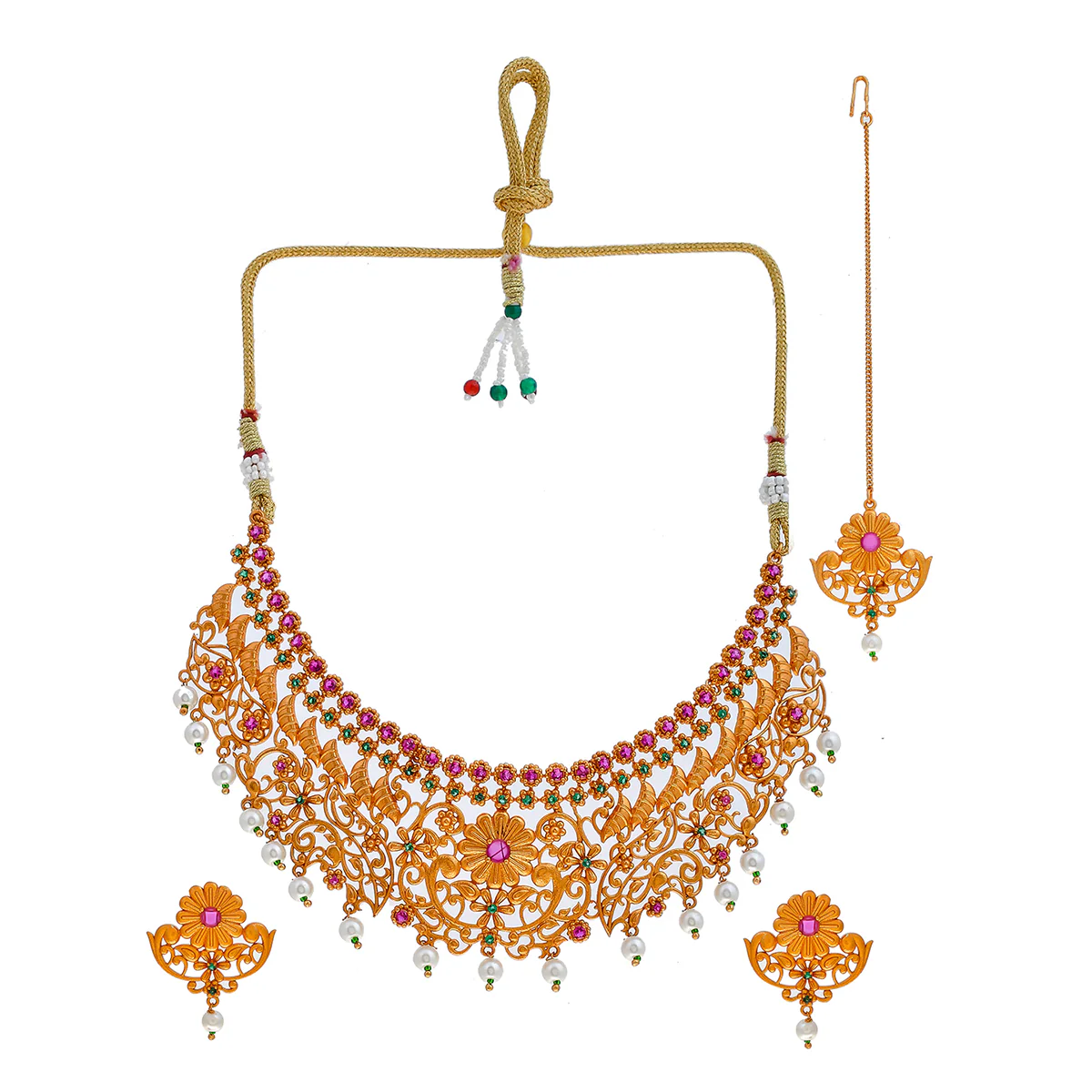 Bela Floral Pearl Adorned Necklace Set - Image 3