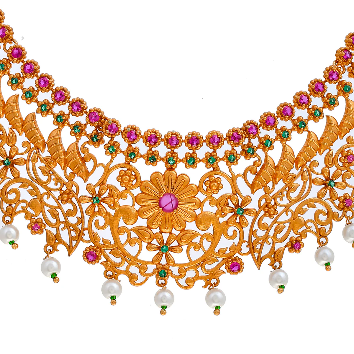 Bela Floral Pearl Adorned Necklace Set - Image 4