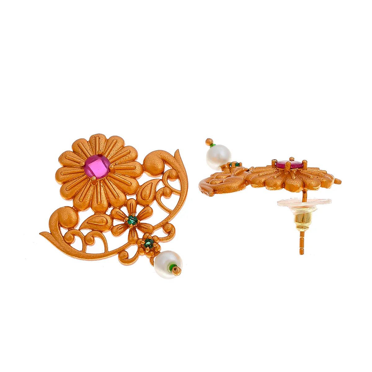 Bela Floral Pearl Adorned Necklace Set - Image 5