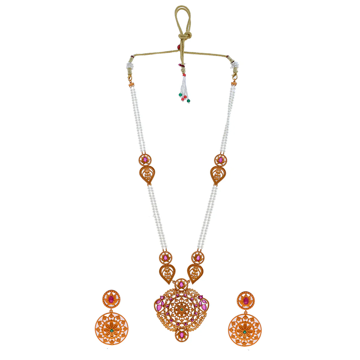 Bela Floral Pearl Adorned Necklace Set - Image 3