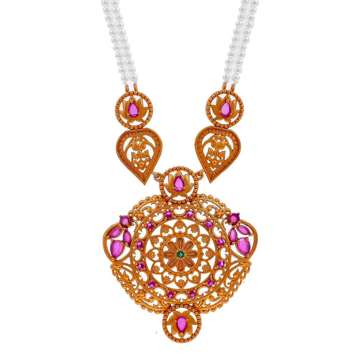 Bela Floral Pearl Adorned Necklace Set - Image 4