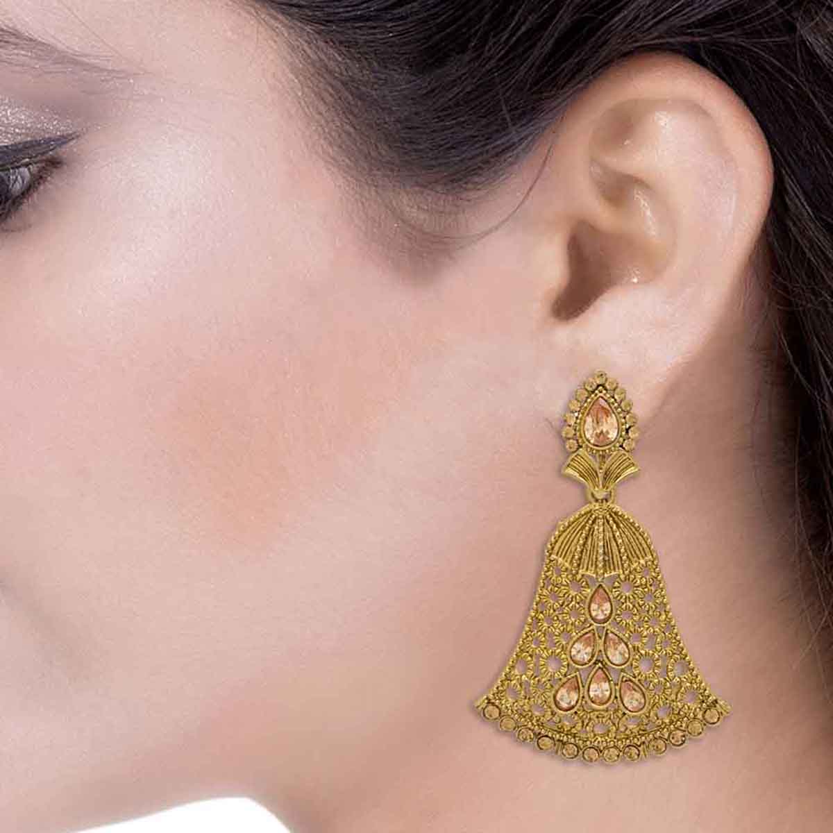 Bell Designer Dangler Earrings In Traditional Style - Image 4