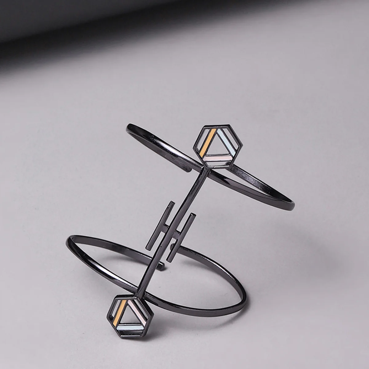 Benzene Black Rhodium Brass Bracelet