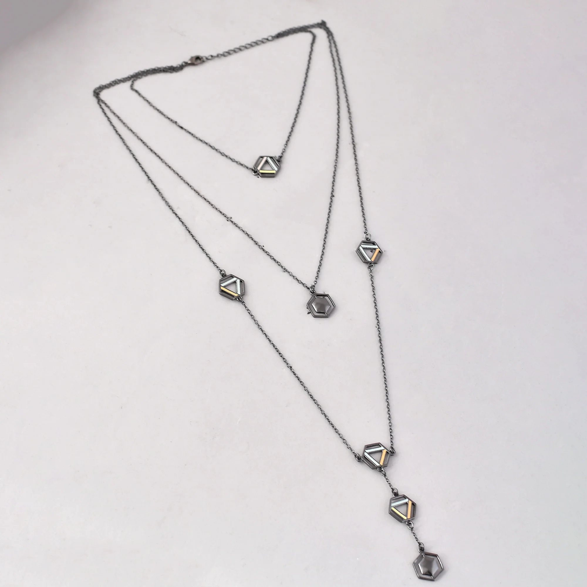 Benzene Black Rhodium Brass Necklaces