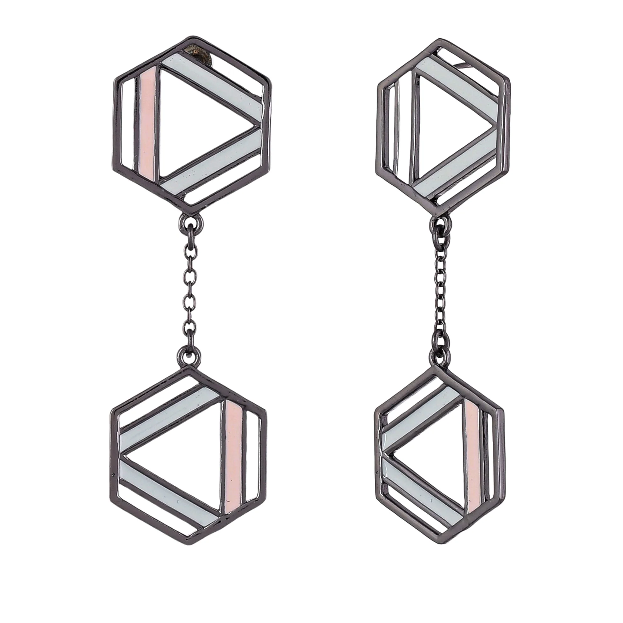 Benzene Black Rhodium Plated Drop Earrings - Image 3