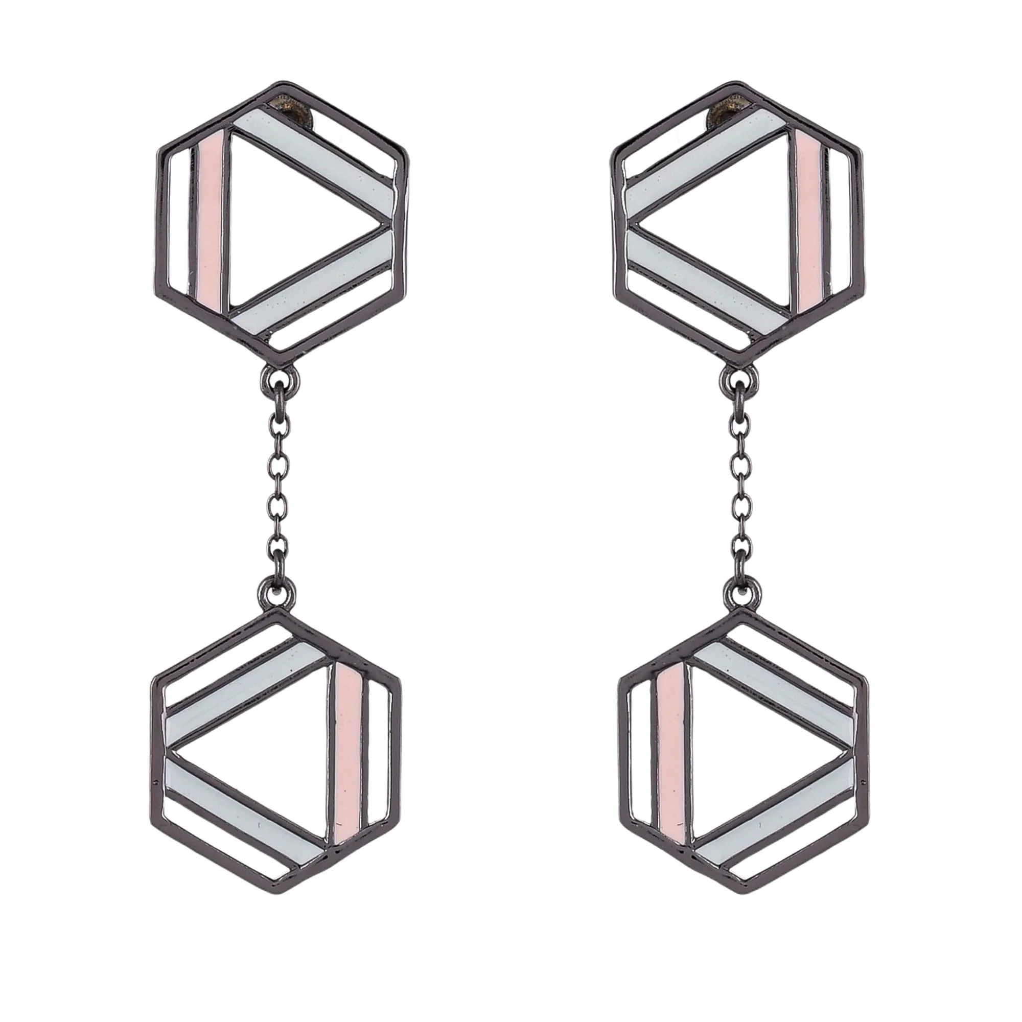 Benzene Black Rhodium Plated Drop Earrings - Image 4