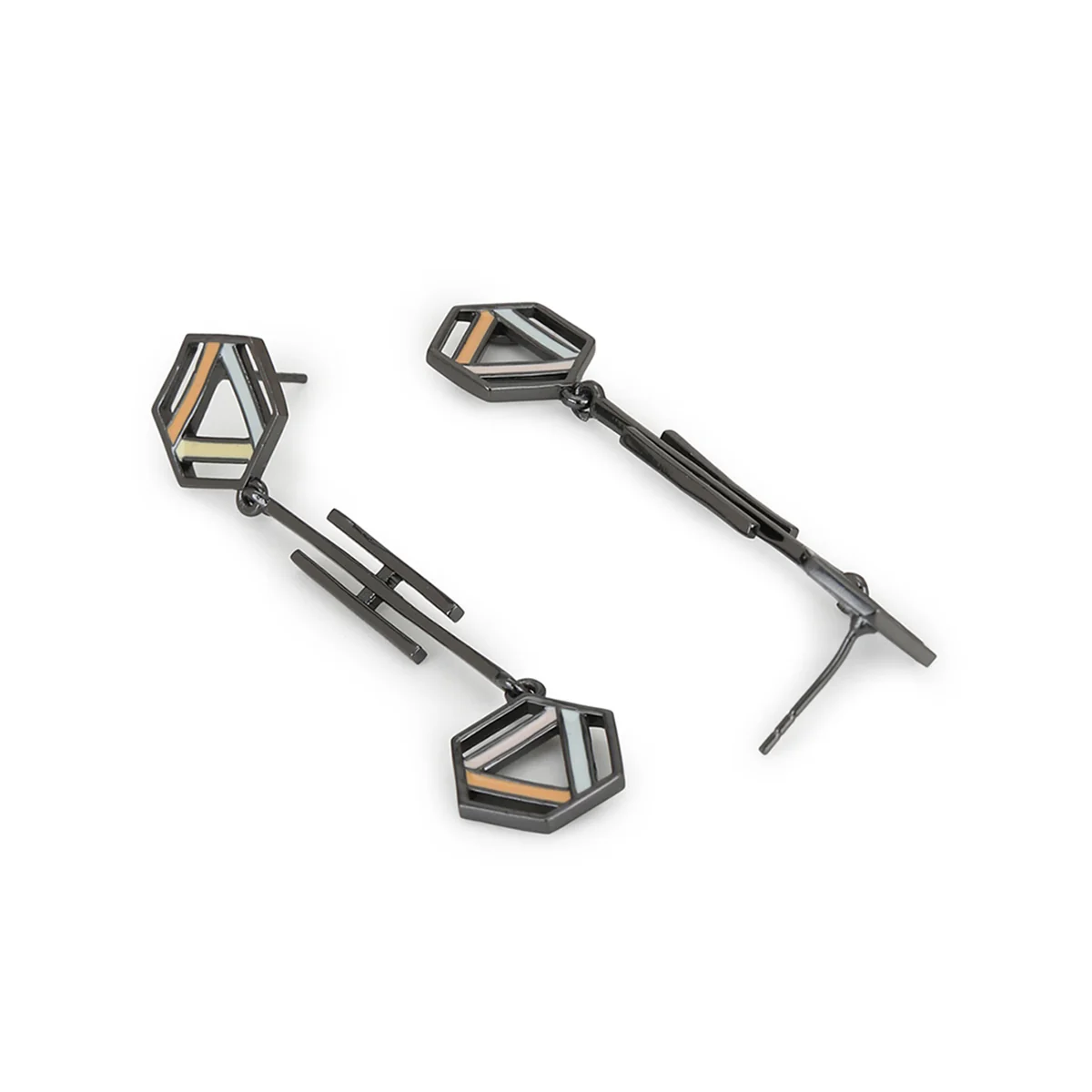 Benzene Black Rhodium Brass Earrings - Image 4