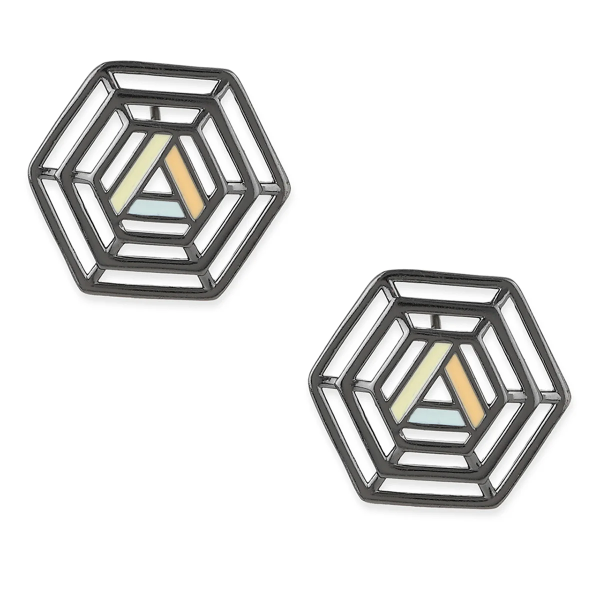 Benzene Black Rhodium Brass Stud Earrings - Image 3