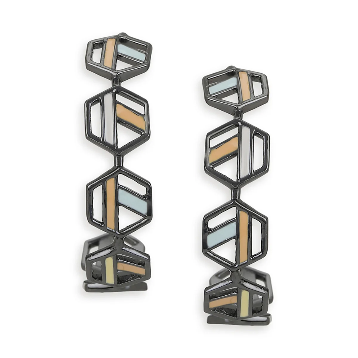 Benzene Black Rhodium Brass Earrings - Image 3